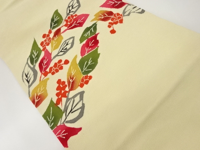 縮緬地葉模様名古屋帯